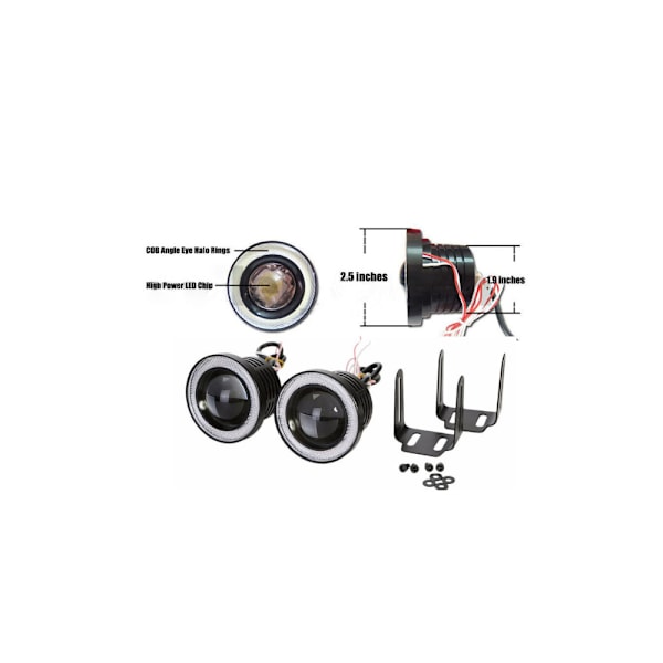 2 kpl 7,6 cm tehokkaat universaali ajovalot - LED-rengas \"Angel eye\"