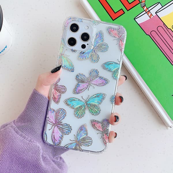 Kompatibel med iPhone 13 Pro Max Damfodral, Glitter Röd Pu