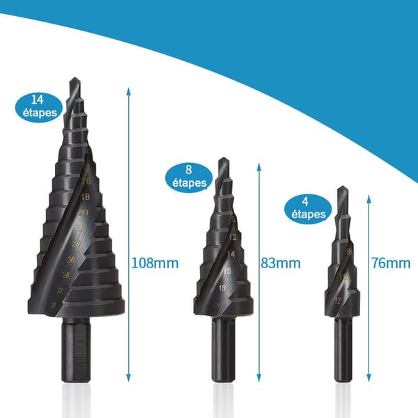 4-12/20/32mm Stegborr, HSS Rostfritt Stål Countersink Dril