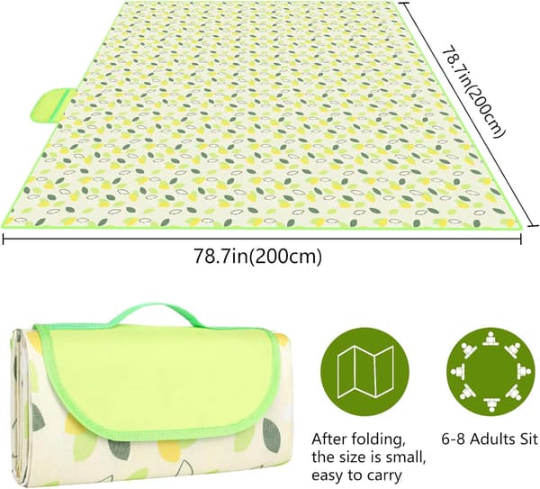 200 * 200CM Picnic Tæppe, Foldbart Picnic Tæppe, Vandafvisende