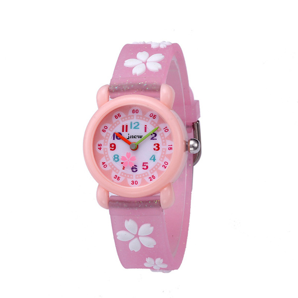 Jente Time Machines Analog Elastisk Stoffrem Ur Rosa