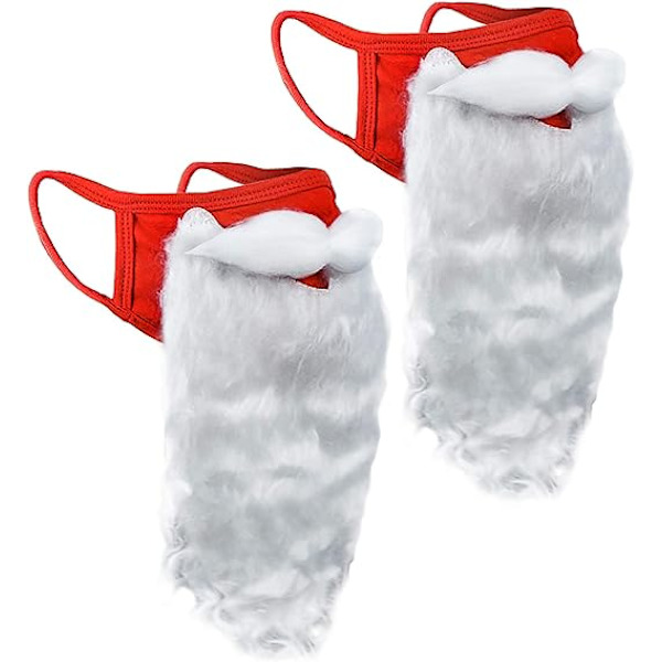 Jultomtemask med skäggmask Halloween-kostym vit jul