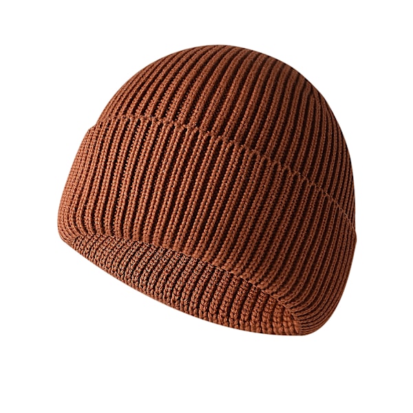 Stickad mössa för män, varm mössa i ull (Kaffe)