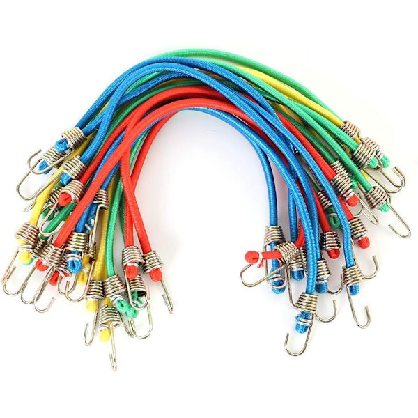 20 kpl Mini Bungee-naruja, 10 tuuman kumisia venyviä naruja koukuilla pyörille, leirintään, työkaluille, pressuille ja tavaroille, H