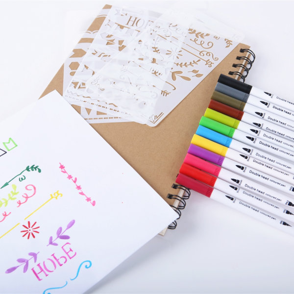 1 förpackning, 36 färger Dubbla penna Färgmarkörer Soft Tip Waterco