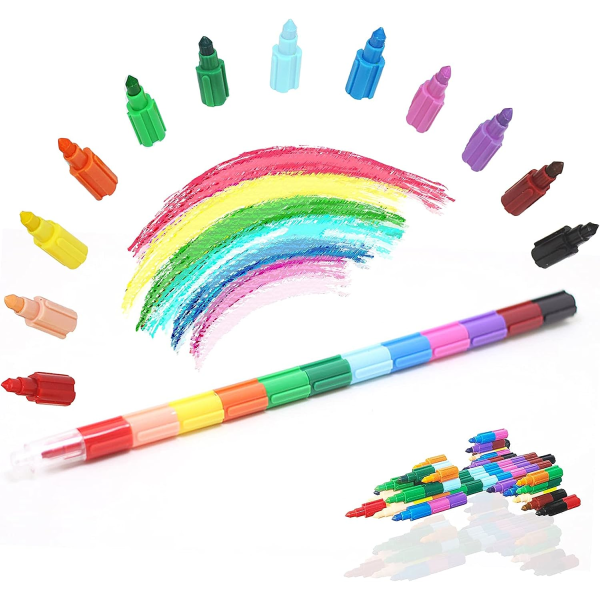 10 pieces Stackable wax crayons for children 12 in 1, perfect as