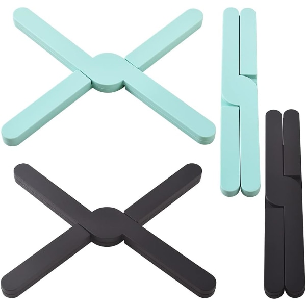 Sæt med 4 foldbare silikone Eco Stretchy Cross Shaped Trivets DXGHC