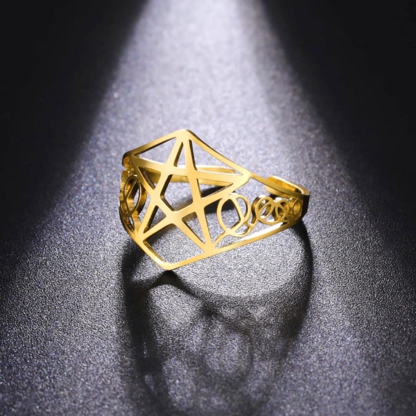 Pentagram Ring Pentacle Ringar Pentagram Star Amulet Justerbar Ri