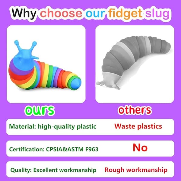 Caterpillar-formade avlastningstoys Fidgetplug snigel utbildning