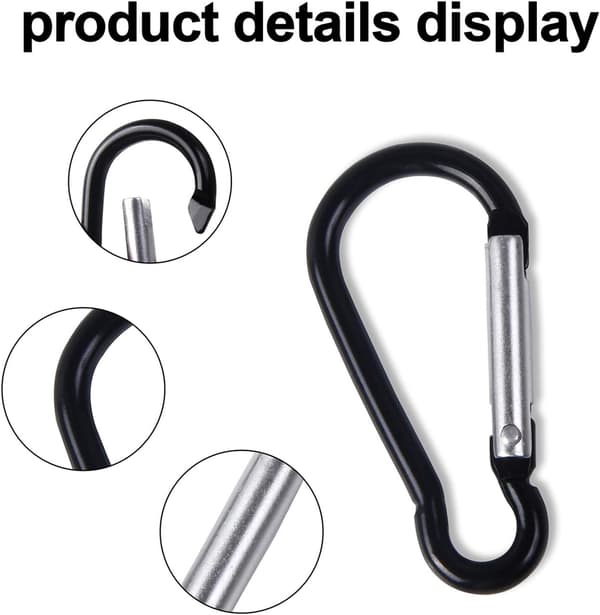 30 stycken aluminiumspännen D-ring, nyckelring, fjäderkrok