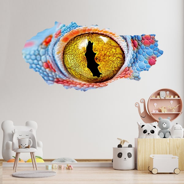 3D Brudt Mur Vision Dinosaur Lizard Øjne Vægsticker Stue R