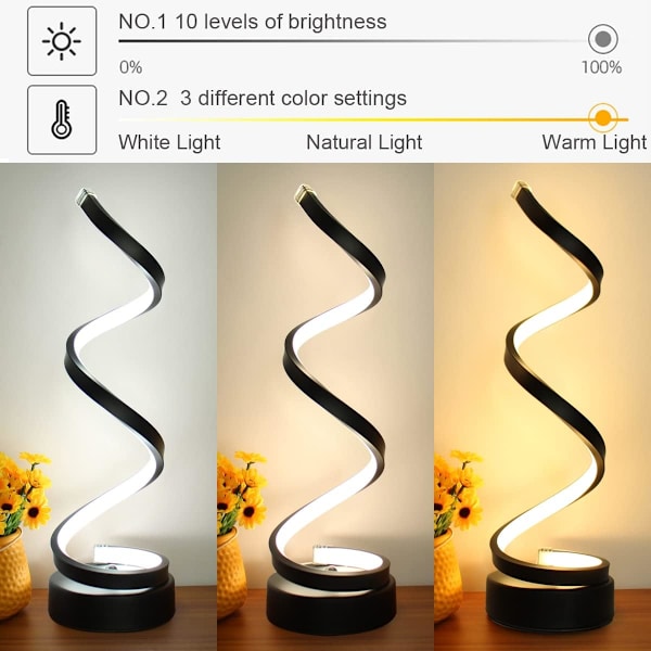 LED Bordlampe, Minimalistisk Moderne Spiral Bordlampe