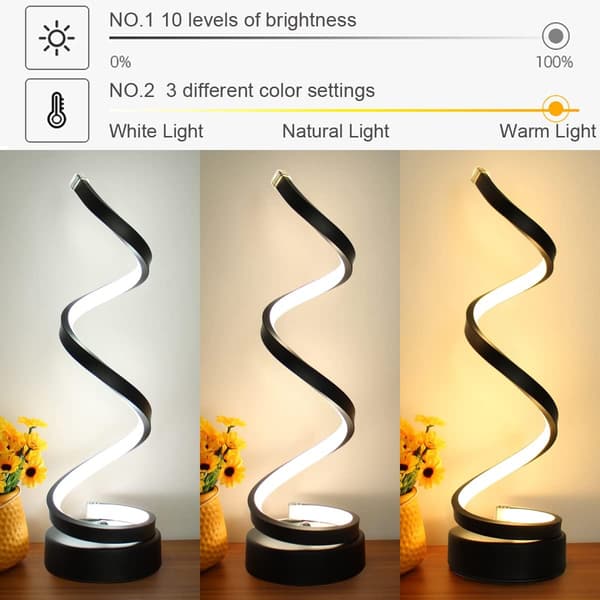LED bordlampe, moderne minimalistisk spiral bordlampe