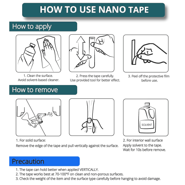 5M Nano Magic Dobbeltsidig Tape Transparent Sided Tape Genanvendelig Vandtæt