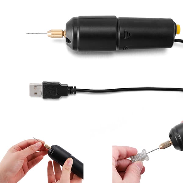 Mini Elektrisk Drill Bærbar USB Drill med 3 stk. Bits Håndverk R DXGHC