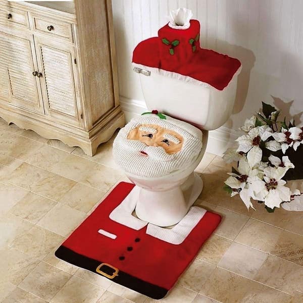 Röd Tomte Toalettlock, plus fotutrymme och tank Tomte C