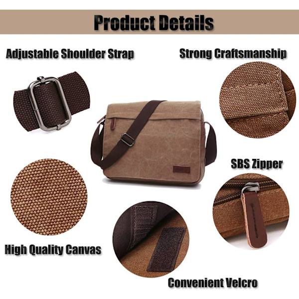 Män Axelväskor, Canvas Crossbody Väskor, 13,3 tums Laptopväska