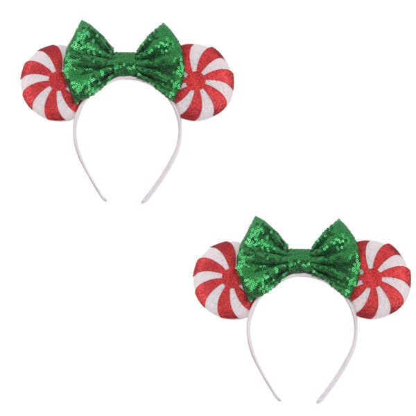 2 Pieces Headband Christmas Adult Kids Sequin Bow Headband Mickey