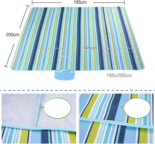 195 x 200 cm Vanntett Piknikteppe Foldbart Teppe for C
