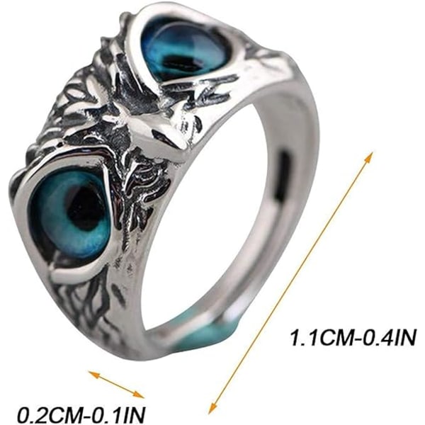 Justerbar Sterling Sølv Demon Eye Owl Ring, Demon Eye Owl Ring