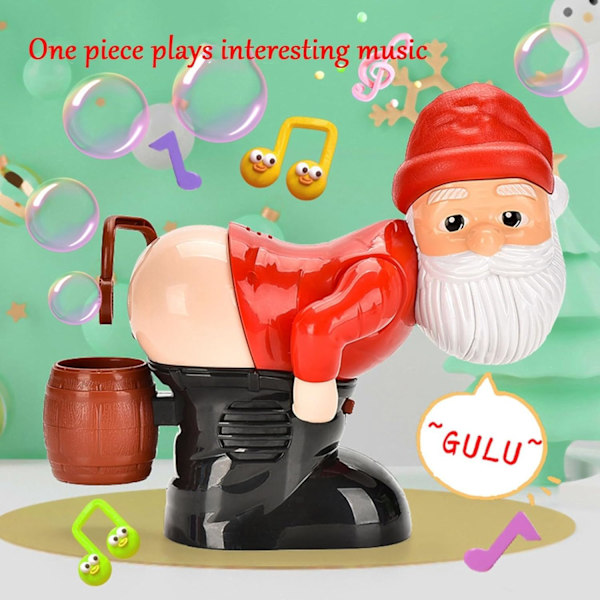 Jultomte-Bubbelblåsare Leksaksdekorationer, Rolig Jultomte Automatisk Rapbubbelmaskin med Blinkande Ljus & Musik, Jul
