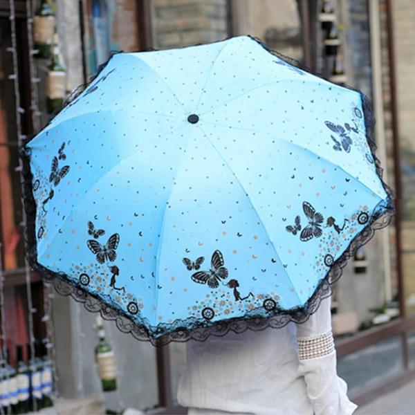 Foldbar Parasol Kvinder UV-Beskyttelse 8 Ribber 210T UPF50+ Parasol Kvinder