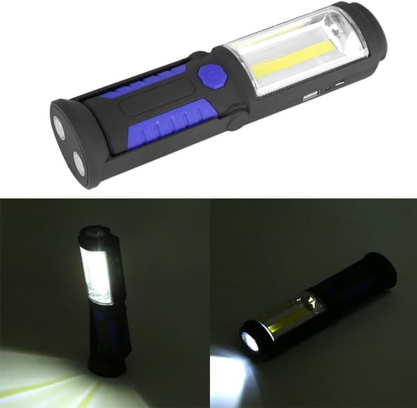 Laderbar LED arbeidslys med magnetiske LED-lommelykter (blå)