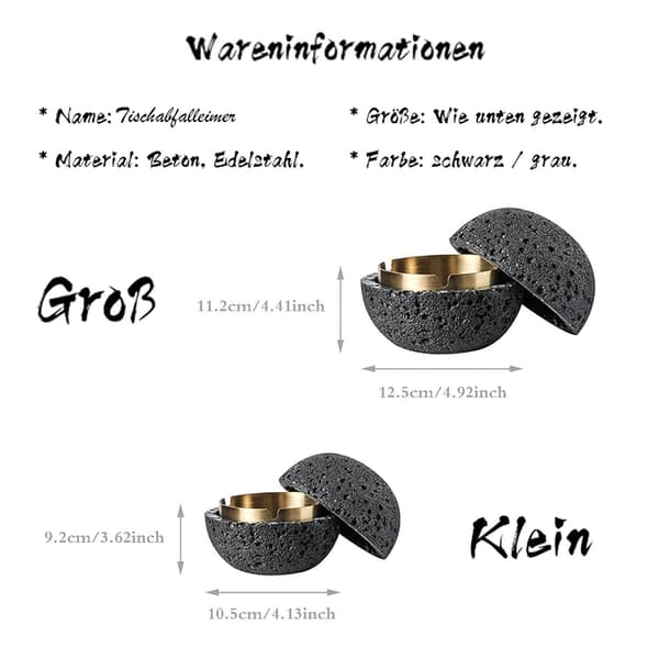Kreativ askkopp, storlek (ø X H)-10,5 X 9,2 cm, vikt 0,54 kg, grå