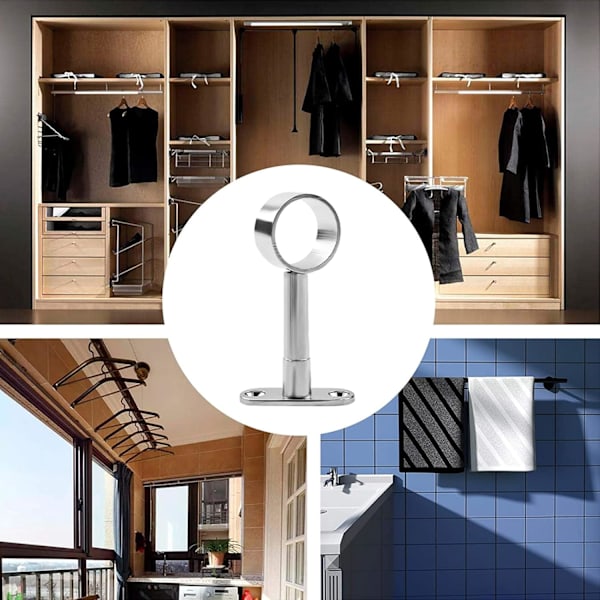 Garderobe Stang Sentral Støtte for Runde Garderobe Rør Ø 25 mm