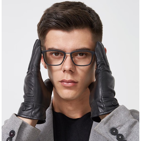 1 par svarta varma handskar för män med pekskärm Haining-läder