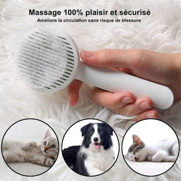 (Grå) Kat & Hundebørste - Selvrensende børster til hunde & katte - A