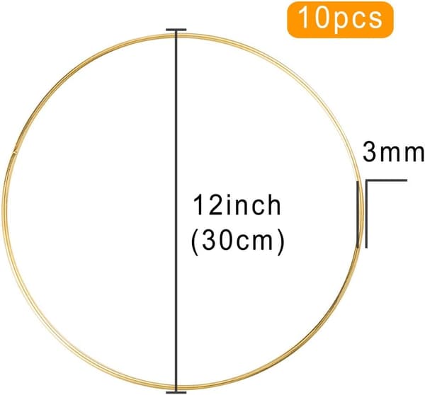 10 stk. 30 cm Metalringe til Blomsterdekoration i Makramé