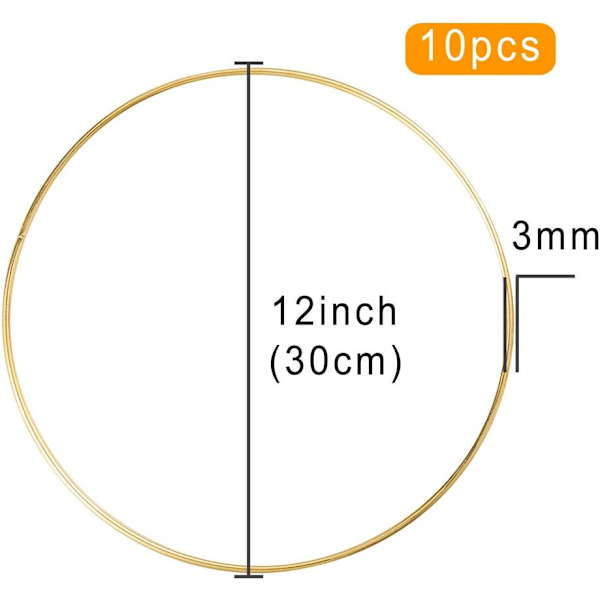 10 stycken 30 cm metallringar för blomsterdekoration i macramé