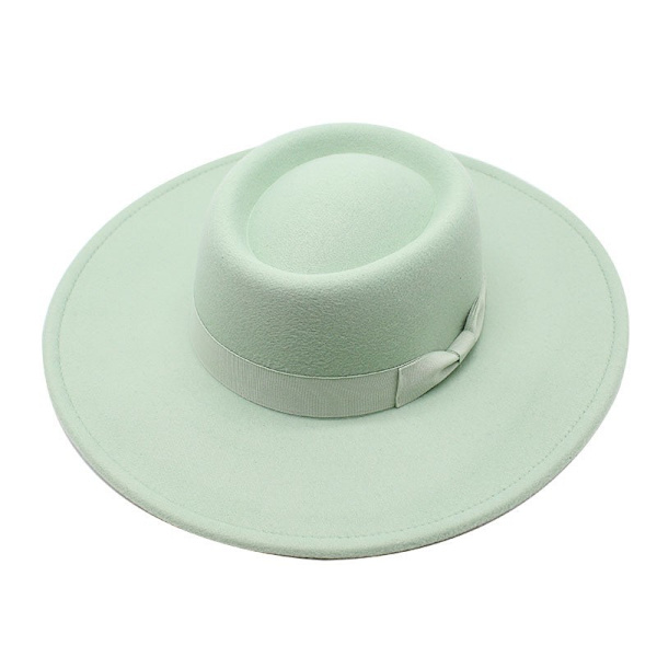 Rund top bowler hat i enkel, ensfarvet uld tweed til efterår og vinter