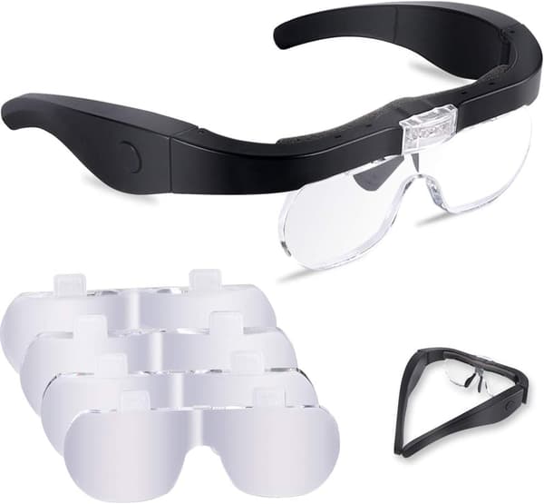 Förstoringsglas med 2 LED-lampor, Förstorande Front Headset Hands-Fr