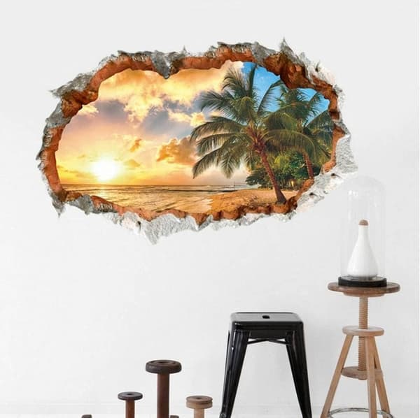 3D-seinätarra AURINGONLASKU (60x90 cm) | Itseliimautuva seinätarra