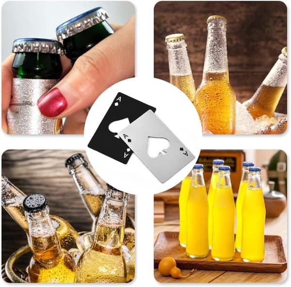 10 stk. Ølbååbner, Poker Flaskeåbner, Rustfrit Stål