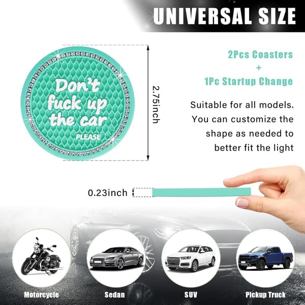 2-pack Bling Bilkopphållare-underlägg, 2,75 tum Halksäker Auto In