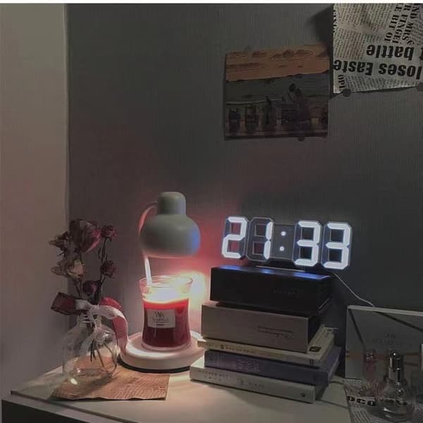 1-paketti 3D-stereokello LED-herätyskello elektroninen kello lämpömittari