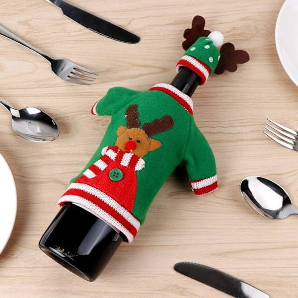 3 st Ugly Sweater Julvinflaskskydd, Julvinflaska