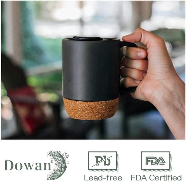 Kaffekopp, 44 cl, set om 2, stora kaffekoppar i keramik, vit