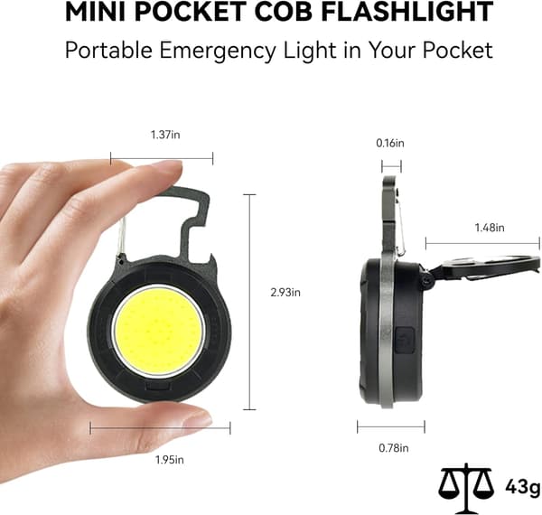 Taskulamppu, 500 lumenin latautuva avaimenperän taskulamppu