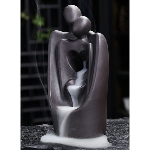Hjärta till hjärta keramisk backflow rökelse brännare staty, par sta