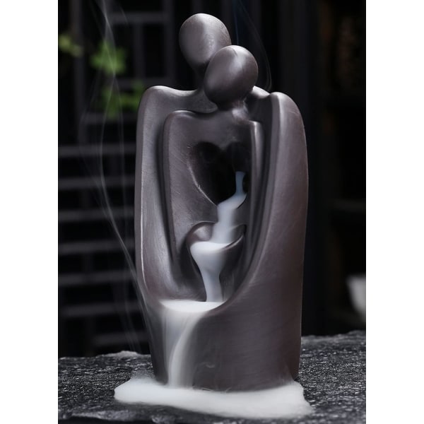Hjerte til hjerte keramisk backflow røgelsebrænder statue, par sta