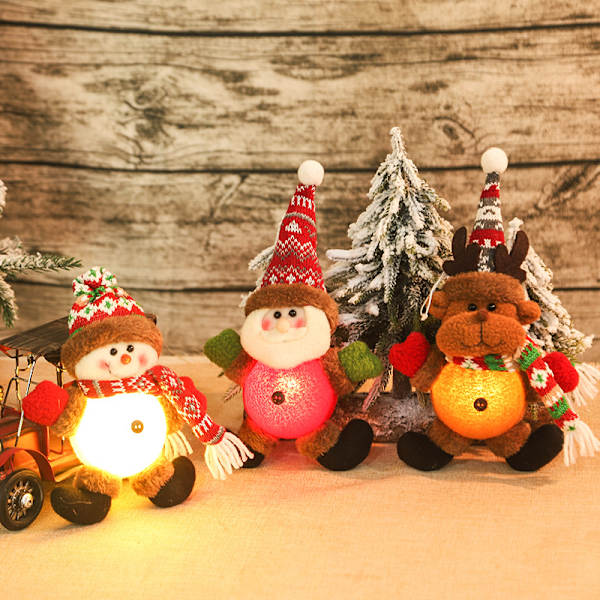 3 kreativa juldekorationer söt gammal man med lampor snögubbe älg