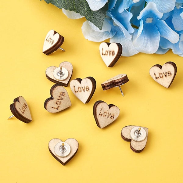 20 Pakk Dekorative Trehjerte Push Pins for Korktavler, C