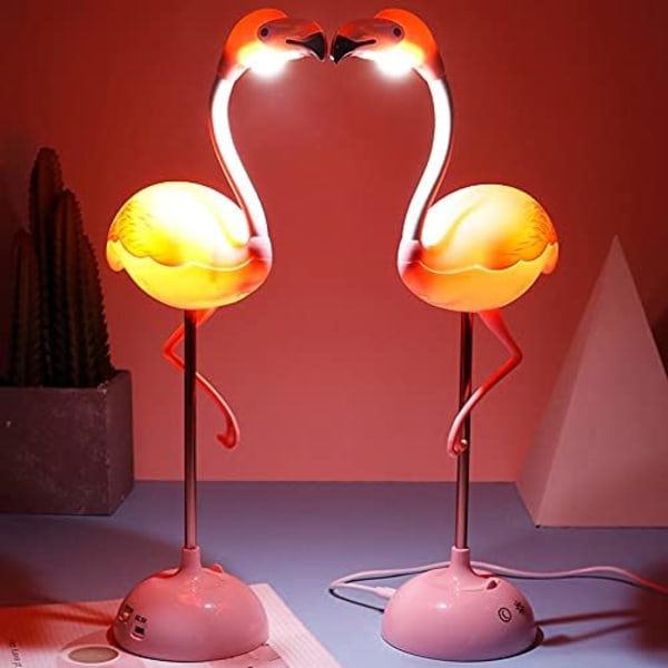 Flamingo Bordlampe - USB Berøringsfølsom Natlampe - Dæmpbar - f