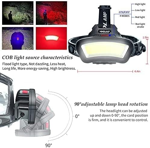 LED-hodelykt, USB-ladbare vanntett hodelykt 800 lumen, w