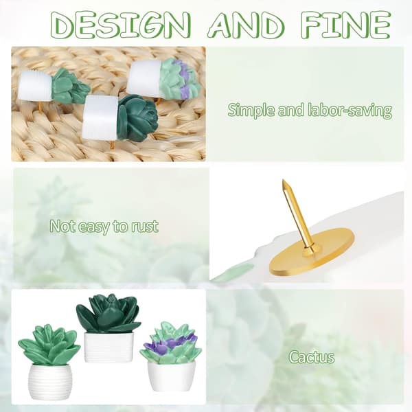20 Stykker Søte Sukkulente Planter Dekorative Push Pins Fargerike Flo