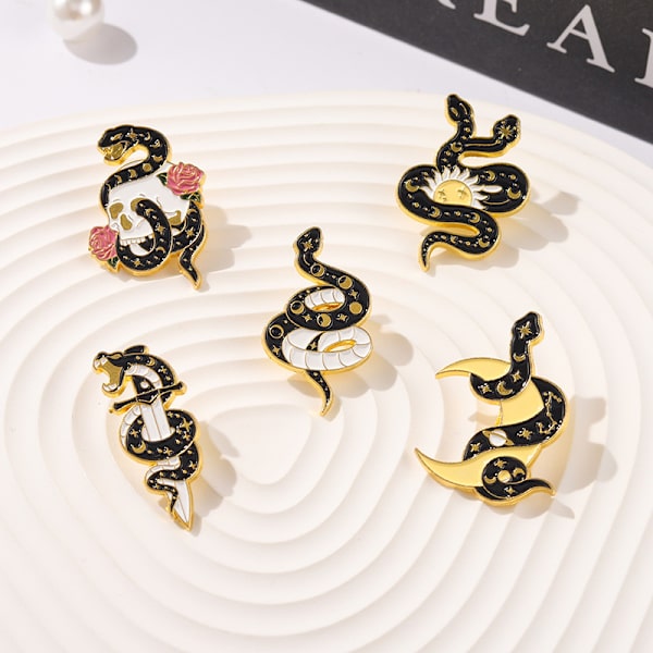 Ormar Enamel Lapel Nål 5st Brosch Nål Djur Märken Djur Nål